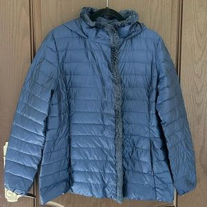 Cole Haan Women’s Blue Puffer Jacket Coat Lightweight Quilted Coat Size L